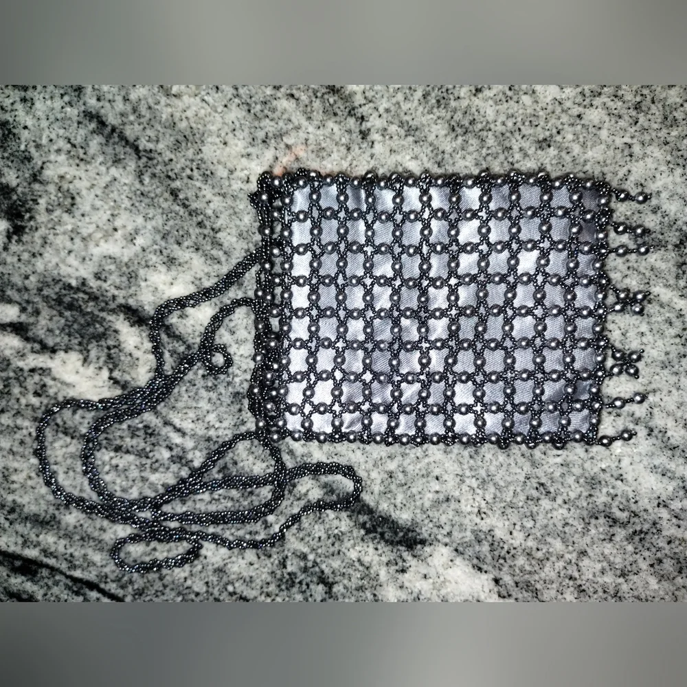Georgio Beverly Hills Elegant Gray Beaded Women's Bag